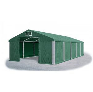 Skladový stan 5x10x2,5m střecha PVC 560g/m2 boky PVC 500g/m2 konstrukce ZIMA PLUS Zelená Zelená Šedá