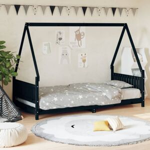 Dětská postel černá 90 x 190 cm masivní borové dřevo