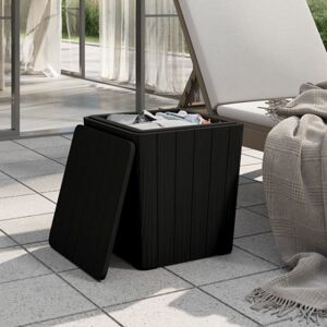 Zahradní stolek / úložný box Dekorhome Černá