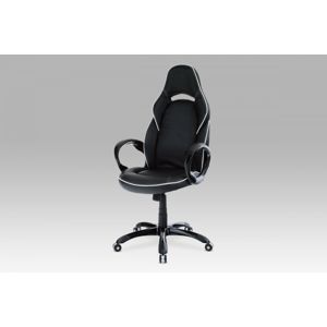 Kancelářská židle, koženka černá, houpací mech. / plast. Kříž KA-E490 BK Autronic
