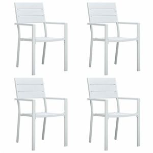 Zahradní židle 4 ks HDPE dřevěný vzhled Dekorhome Bílá