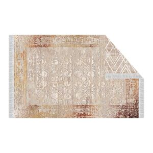 Oboustranný koberec s třásněmi NESRIN béžová / vzor Tempo Kondela