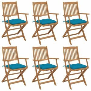Skládací zahradní židle s poduškami 6 ks Dekorhome Modrá
