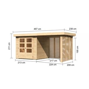 Dřevěný zahradní domek ASKOLA 2 s přístavkem Lanitplast 240 cm