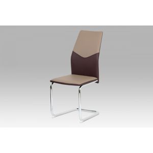 Jídelní židle AC-1610 CAP koženka cappuccino + hnědá / chrom Autronic