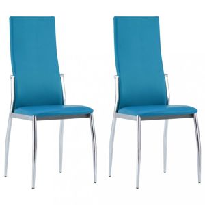 Jídelní židle 2 ks umělá kůže Dekorhome Modrá
