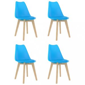 Jídelní židle 4 ks plast / umělá kůže / buk Dekorhome Modrá