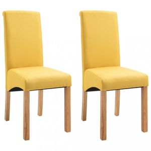 Jídelní židle 2 ks látka / dřevo Dekorhome Žlutá
