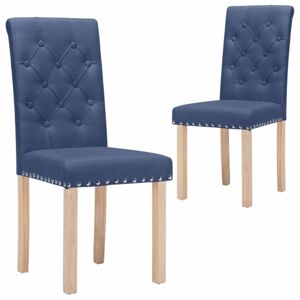 Jídelní židle 2 ks látka / dřevo Dekorhome Modrá