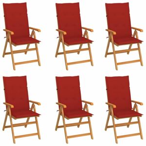 Zahradní židle 6 ks teak / látka Dekorhome Červená
