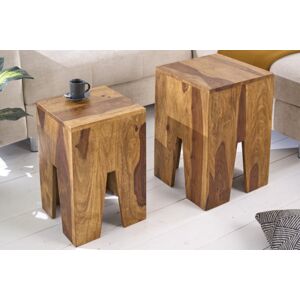 Odkládací stolek 2 ks DAMASEN Dekorhome Sheeshamové dřevo