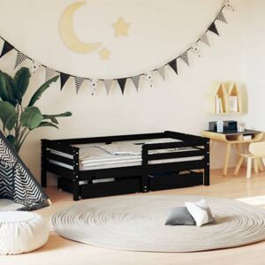 Dětská postel se zásuvkami černá 70x140 cm masivní borové dřevo