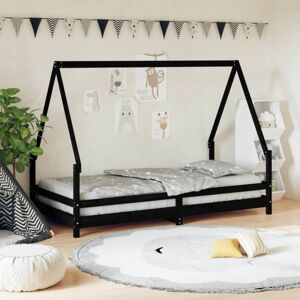 Dětská postel černá 90 x 190 cm masivní borové dřevo