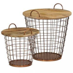 Odkládací stolek 2ks mangovníkové dřevo / ocel Dekorhome