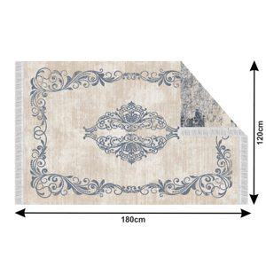Oboustranný koberec s třásněmi GAZAN vzor / modrá Tempo Kondela 120x180 cm