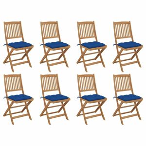 Skládací zahradní židle s poduškami 8 ks Dekorhome Modrá