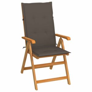 Skládací zahradní židle s poduškami teak / látka Dekorhome Šedohnědá taupe