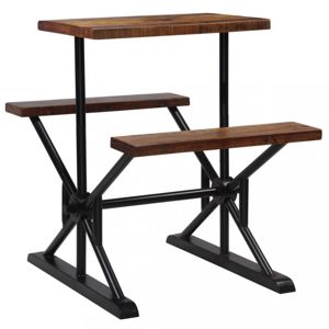 Barový stůl s lavicemi černá / hnědá Dekorhome 80 cm