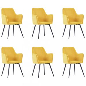 Jídelní židle 6 ks samet / ocel Dekorhome Žlutá