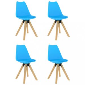 Jídelní židle 4 ks plast / umělá kůže / buk Dekorhome Světle modrá