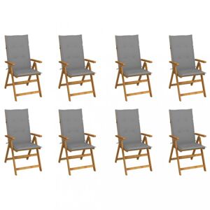 Skládací zahradní židle s poduškami 8 ks akácie / látka Dekorhome Šedá