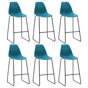 Barové židle 6ks plast / kov Dekorhome Tyrkysová