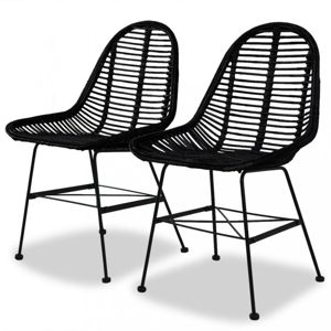 Jídelní židle 2 ks přírodní ratan Dekorhome Černá