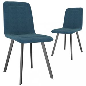 Jídelní židle 2 ks samet / kov Dekorhome Modrá
