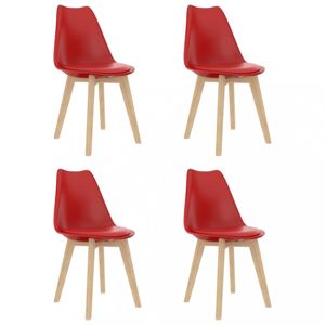 Jídelní židle 4 ks plast / umělá kůže / buk Dekorhome Červená