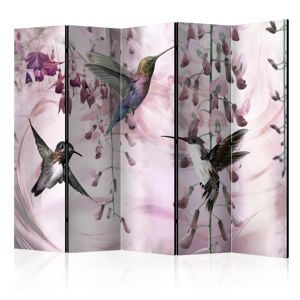 Paraván Flying Hummingbirds (Pink) Dekorhome 225x172 cm (5-dílný)