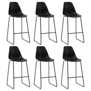 Barové židle 6ks plast / kov Dekorhome Černá