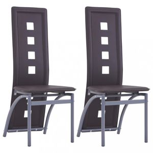 Jídelní židle 2 ks umělá kůže Dekorhome Hnědá