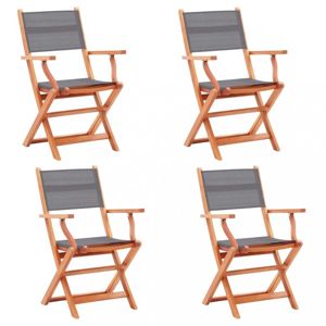 Skládací zahradní židle 4ks eukalyptus / textilen Dekorhome Šedá