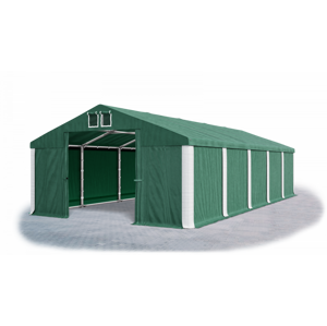 Skladový stan 5x10x2,5m střecha PVC 560g/m2 boky PVC 500g/m2 konstrukce ZIMA PLUS Zelená Zelená Bílá