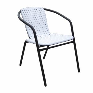 Záhradní židle, stohovatelná, bílá / černá, BERGOLA 0000194799 Tempo Kondela