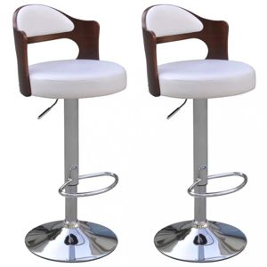 Barové židle 2 ks umělá kůže / dřevo / kov Dekorhome Bílá