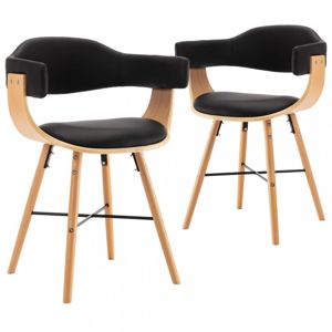 Jídelní židle 2 ks ohýbané dřevo / umělá kůže Dekorhome Černá / světle hnědá