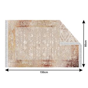 Oboustranný koberec s třásněmi NESRIN béžová / vzor Tempo Kondela 80x150 cm