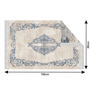 Oboustranný koberec s třásněmi GAZAN vzor / modrá Tempo Kondela 80x150 cm