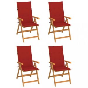 Zahradní židle 4 ks teak / látka Dekorhome Červená