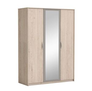 Šatní 3-dveřová skříň se zrcadlem GRAPHIC dub arizona / šedá Tempo Kondela