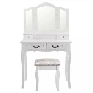 Toaletní stolek s taburetem REGINA NEW bílá / stříbrná Tempo Kondela