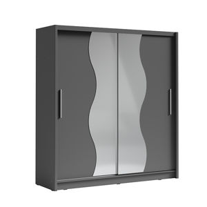 Šatní skříň s posuvnými dveřmi BIRGAMO TYP 1 tmavě šedá grafit Tempo Kondela