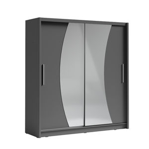 Šatní skříň s posuvnými dveřmi BIRGAMO TYP 2 tmavě šedá grafit Tempo Kondela