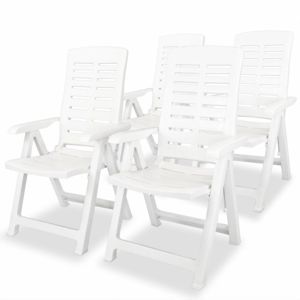 Polohovatelné zahradní židle 4 ks plast Bílá