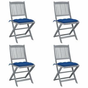 Skládací zahradní židle s poduškami 4 ks šedá Dekorhome Modrá