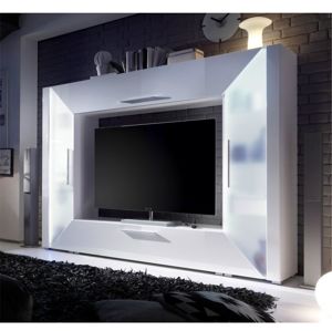 Luxusní obývací stěna ADGE bílá extra vysoký lesk Tempo Kondela
