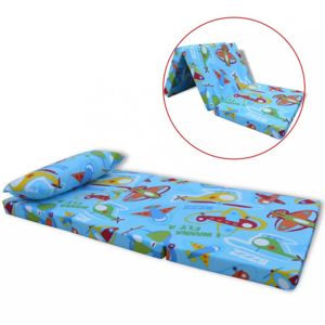 Dětská skládací matrace + polštář Dekorhome Vzor letadlo