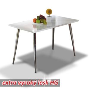 Jídelní stůl 120x70 PEDRO bílá lesk / chrom Tempo Kondela
