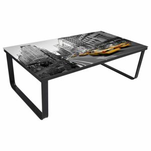 Konferenční stolek s potiskem sklo / kov Dekorhome Město